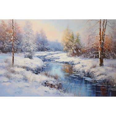 paysage de neige peinture au couteau